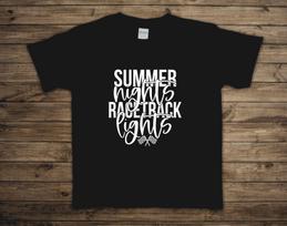 Summer Nights Race Track Lights Shirt Youth/Toddler Start Your Engines Graphic Tee, Short Sleeve, Motocross, Nascar, Supercross 4XL