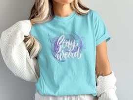 Stay Weird T-Shirt, Abstract Fractal Art Tee, Bohemian Graphic Top 2XL