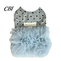 Skin-friendly Pet Apparel Blue Tutu Dog Dress, Sleeveless Cute Heart Print Girl Breathable Outfit Doggie Princess Dress for Small Dogs Bichon XXL mėlyna