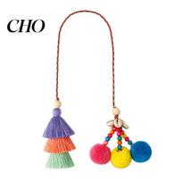 Retro Ethnic Tassel Pendant Style Straw Canvas Tote Bag Decoration Decor Colorful Fur Ball Keychain Handbag Accessory Island Vacation įvairiaspalvis
