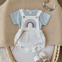 Summer Rainbow Baby Onesie: Cute Short Sleeve Romper for Boys & Girls 6-9 months / 73 cm balta
