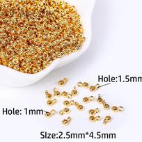 18K Gold Plated Mini 2.5mm Beads Pendant Bail Bead For DIY Jewelry Making Supplies 10 Pieces