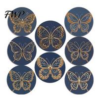 Furniture Protection Coaster 8PCS Coasters, Colorful Wood with Non-Slip Heat Insulation Party Drink Coasters Set Waterproof Holder, for Home C