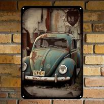 Senovinis rūdijantis metalinis skardinis ženklas Klasikinių automobilių meno dekoras namams Barams Kavinėms Garažams Puiki dovana Entuziastams O 20x30cm（7.8x11.8inch）