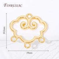 18K Gold Plated Hollow Cloud 3 Holes Connector,Multi Loop Link DIY Jewelry Findings,Earring Necklace Bracelet Craft Making 1 piece