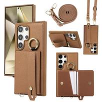 Crossbody Wrist Strap Ring Phone Case for Samsung Galaxy S25 S24 Ultra S23 S22 Plus Wallet with Card Holder Protective Cover For Galaxy S25 ruda