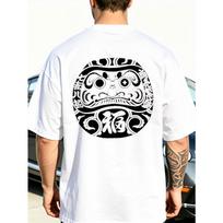 Black and White Daruma Face Design Men's Crew Neck T-shirt. Made with High-quality Fabric, It Has a Moderate Texture, Absorbs Sweat, Is Breathable S balta