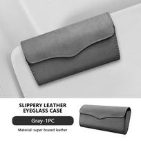 BLALION Car Sun Visor Plate Glasses Case Auto Sunshade Clamp Sunglasses Organizer Holder Suede Leather Car Glasses Storage Bag pilka spalva