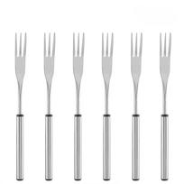 6PCS Stainless Steel Fondue Fork Set Silver 3-Prong Tip Hot Pot BBQ Fork Polished Finish Clear Bag Pack Cheese Fork sidabras