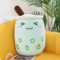 24/35CM Boba Plushie Kawaii Bubble Tea Plush Toy Soft Plush Stuffed Cute Food Strawberry Milk Tea Soft Hug Cushion Birthday Gift 24CM yellow
