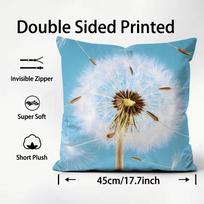 Dandelion Fashion Cushion Cover Plush Fabric Soft Double-Sided Printed Sofa Warm Winter Home Child Gift Pillow Case Peach skin 18*18(CM)-1Pcs