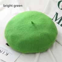 Women Girls Beanie Baggy Felt Berets Flat Cap Hat Wool Beret Cap Autumn Beret Hat ryškiai žalia spalva