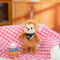 Adorable Plush Animal Keychain Collection With Checkered Bandanas Bear Panda Rabbit Cat Dog Pig Decor Accent Home Sweet 14cm