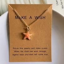 Bohemia Blue Black Cute Starfish Pendant Necklace for Women Colorful Summer Fashion Charm Necklace Jewelry Gift for Friend rožinė