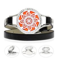 30mm Men Women Crystal Wrap Leather Diffuser Locket Bracelet Magnet Alloy Bangle Fit for Frame Weddings Parties Anniversaries 43cm&Classic