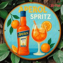 D Flat pc Aperol Spritz Logo Sign  Italian Liqueur Design Vintage Metal Wall Art Aperol Logo  Iconic Branding for Home Bar 20x20cm(8x8inch)