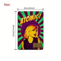 D Flat Retro Debbie Harry Atomic Metal Poster  Vintage s Style Wall Art Neon Green and Purple Frameless Tin Sign 20x30cm（7.8x11.8inch）