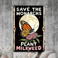 pc Save the Monarchs Metal Wall Art Sign Waterproof  Dustproof Iron Decorative Plaque with Rustic Butterfly  Floral Design 20x30cm（7.8x11.8inch）