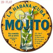 pc Vintage Mojito Cocktail Recipe Sign  Cuban Bar Wall Decor with Lime Mint Rum Art Retro Kitchen Pub Patio Decoration 20x20cm(8x8inch)