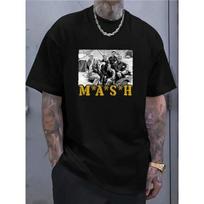 European Size Vintage MASH Cast Pattern-Shirt- Quality, Short Sleeve, Round Neck, Fun Summer Wear, Camping Theme, Camping-Shirt S juoda