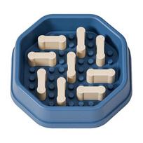 Pet Slow Feeder Bowl, Adjustable Slow Feeder, Non-slip Octagonal Pet Dish Prevents Choking for Dogs and Cats mėlyna