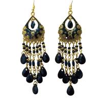 Bohemia Style Bohemian Tassel Earring Heart Shaped Retro Ethnic Style Earring Geometric Personality Hollow Earrings Gifts juoda