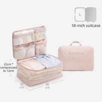 Breathable Fabric Compression Storage Bag Large Capacity Expandable Organizer Bag  Home Storage rožinė