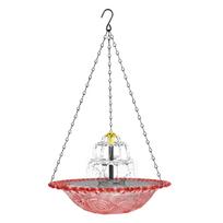 Cascade Hanging Bird Bath Fountain With Solar Pump & Glass Bowl Hummingbird Feeders Solar Wild Birds Bath For Garden & Courtyard