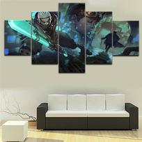 Namų dekoras HD spaudiniai paveikslai sienos meno kūriniai 5 vnt. League Of Legends plakatas modulinis žaidimo paveikslas ant drobės svetainei su rėmeliu 20x35cm*2  20x45cm*2  20x55cm*1