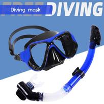 Diving Snorkeling Mask Set Free Diving Snorkel Mask Anti-Fog Swim Goggles Snorkeling Gear for Adults Panoramic View Snorkel Gear mėlyna