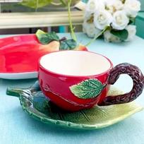 Creative Red Apple Ceramic Teapot Teacup Set Home Coffee Maker Teacup Modern Fun Fruit Apple Porcelain Mug Gifts Home Decoration 180-900ml