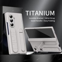 Verslo riešo dirželis Sulankstomas stovas Grūdinto stiklo telefono dėklas, skirtas Samsung Galaxy Z Fold 7 6 5 4 3 Kameros apsauga Galinis dangtelis Galaxy Z Fold7 smėlis