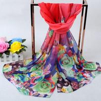 Women Foulard Solid Color Chiffon Georgette Scarf Bandana Elegant Long Shawl Hijab Summer Sun Protection Beach Scarves