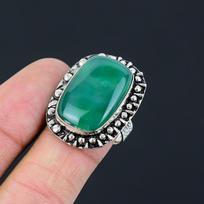 925 Sterling Silver Radiant Green Onyx Gemstone Promise Solitaire Ring Jewelry 9