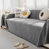 Grey Herringbone Pattern Chenille Sofa Cover Sofa Towel Four Seasons Universal Anti-Cat Washable Sofa Blanket Cushion Protector 70x70cm 1pcs