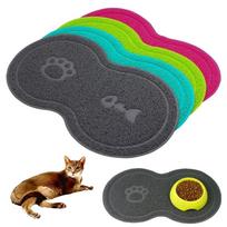 8 Shaped Cat Bowl Mat Dog Pet Feeding Water Food Dish Tray PVC Placemat pilka