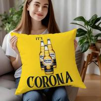 Fashion C-Corona Extra Beer Pillow Case Plush Fabric Soft Pillowcase Double Sided Print Cushion Cover Household Gifts 12x12Inch