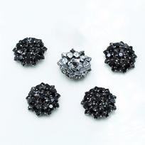 5pcs Flower Claw Rhinestone Button 22mm Glitter Crystal Decorative Trim Stones Black Glass Beads Snap Fastener juoda