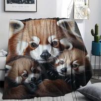 Black Red Panda pattern Flannel Blanket, High quality Comfortable for All Seasons, Home Decor, Warmth and Comfort, Perfect for Gifts. 80cm x 120cm