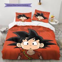 Mielas animacinis Son Goku rašto patalynės komplektas, antklodės komplektas, antklodės užvalkalas, pagalvės užvalkalas, namų gimtadienio dovana (1 * antklodės užvalkalas + 2 * pagalvės užvalkalai, be šerdies) 135x200cm