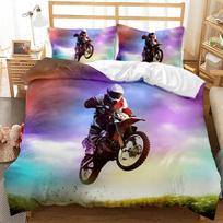Rider Racing Motorcycle Dirt Bike Beding Set 3D Printed Suitable for Bedrom Soft Duvet Cover Set With Pilowcases Children Kids Home Textile 100*200cm Single