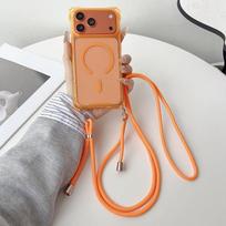 Magnetinis dėklas iPhone 17 Pro Max 16 13 12 11 14 15 Plus Magsafe smūgiams atsparus keturių kampų dirželis per petį dirželis per kaklą skaidrus dangtelis For iPhone 16