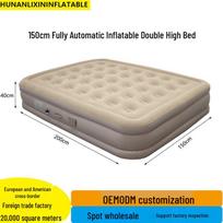 Portable Inflatable Camping Mattress - Raised, Thickened Air Cushion for Outdoor, Tent, or Home Use. Fully Automatic. 200x150x40 cm chaki