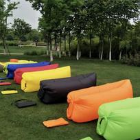 Inflatable Outdoor Air Sofa: Folding Cushion Bed for Camping & Festivals 200x70 cm fluorescencinė žalia spalva