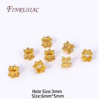 2 Types 18K Gold Plated Brass Metal Spacer Beads Double Side Flower Beads Caps High Quality Bracelet Beads DIY Jewelry Accessory 5 pcs