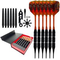 Professional Iron Darts Set 6 Soft Tip Darts 20g with 6 Aluminum Shafts Gift Box