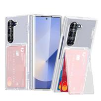 Flip Card Slot Holder Kickstand Phone Case For Samsung Galaxy Z Fold 7 6 5 Fold7 Fold6 Fold5 5G Folding Bracket Matte Cover Galaxy Z Fold6 matinė balta spalva