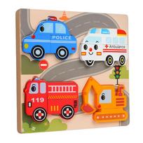 Multicolor Wooden 3D Puzzle Fruits Dinosaur Cartoon Animal Early Education Puzzle Hand-eye Coordination English Learning Puzzle