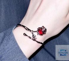 Adjustable Vine Wrap Bracelet with Rose Flower Design and Gemstone Detail Metal Alloy Handmade Jewelry for Women and Girls Fashion Accessory One Size