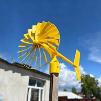 3D Printed Outdoor Wind Vane Decor Plastic Rotating Wind Wheel Windmill Ornament  Holiday Patio geltona